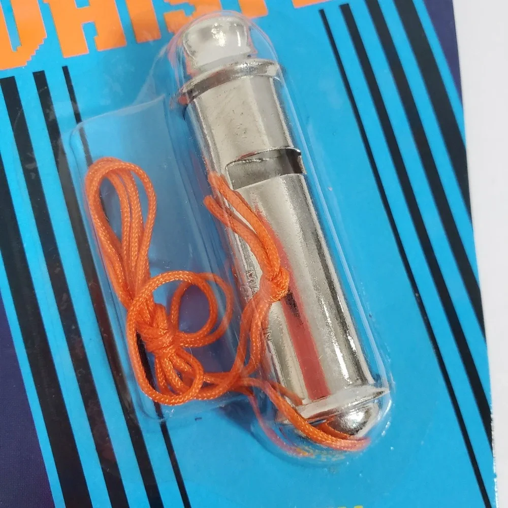 Vintage 1994 Imperial Real Stuff Die-Cast Metal Police Sports Whistle w/ Lanyard